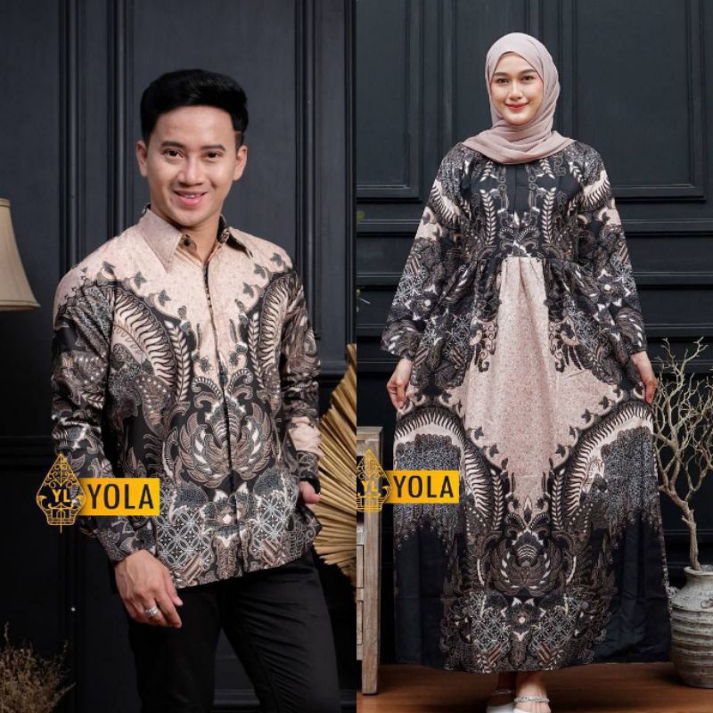 Baju Batik Couple Pasangan Gamis dan Kemeja Sarimbit Batik Pasangan Kekinian Couple Batik Keluarga B