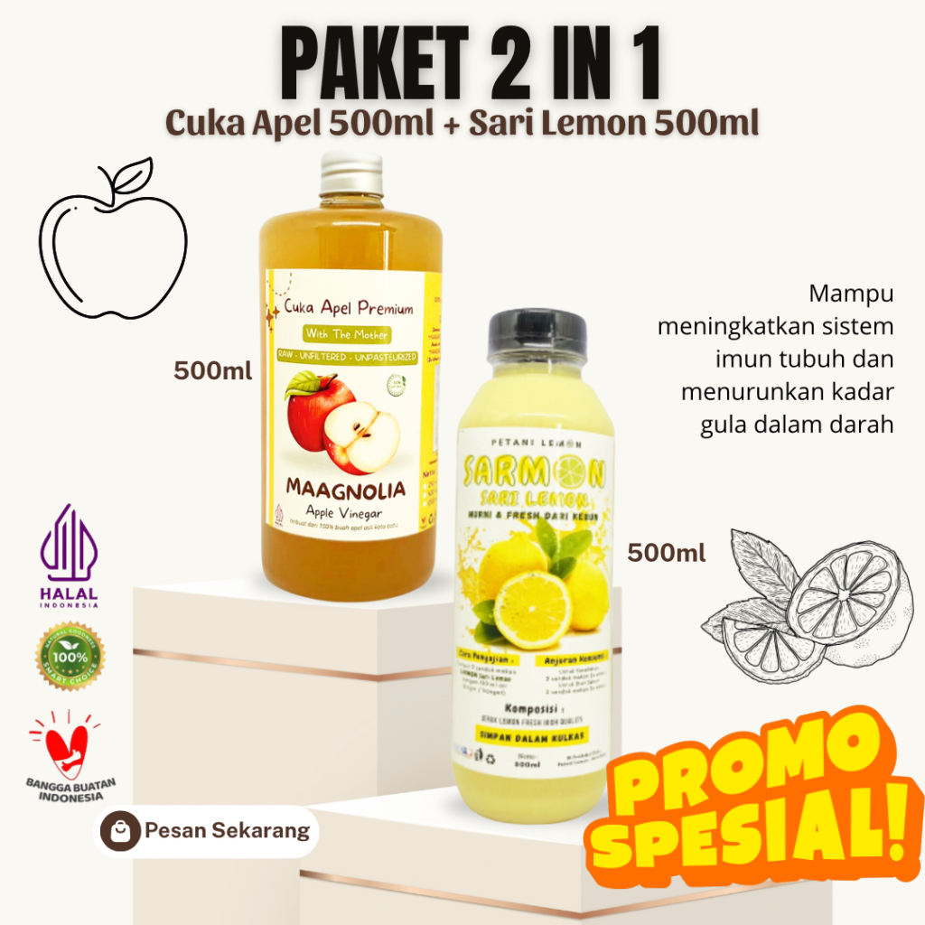 

Paket Diet Sehat Bundling Cuka Apel + Sari Lemon Murni By Petani Lemon