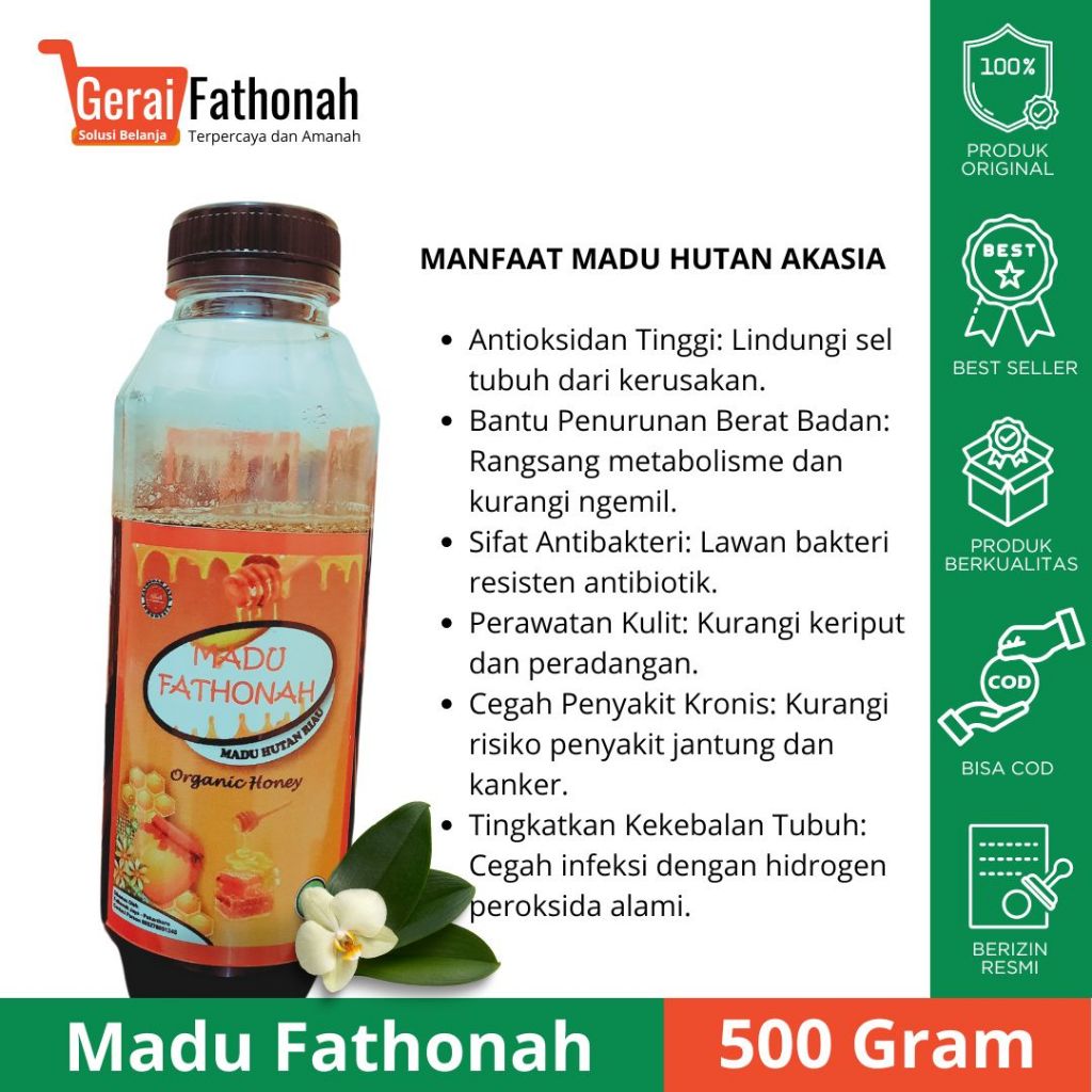 

Madu Fathonah Kemurnian Amanah 500 gr