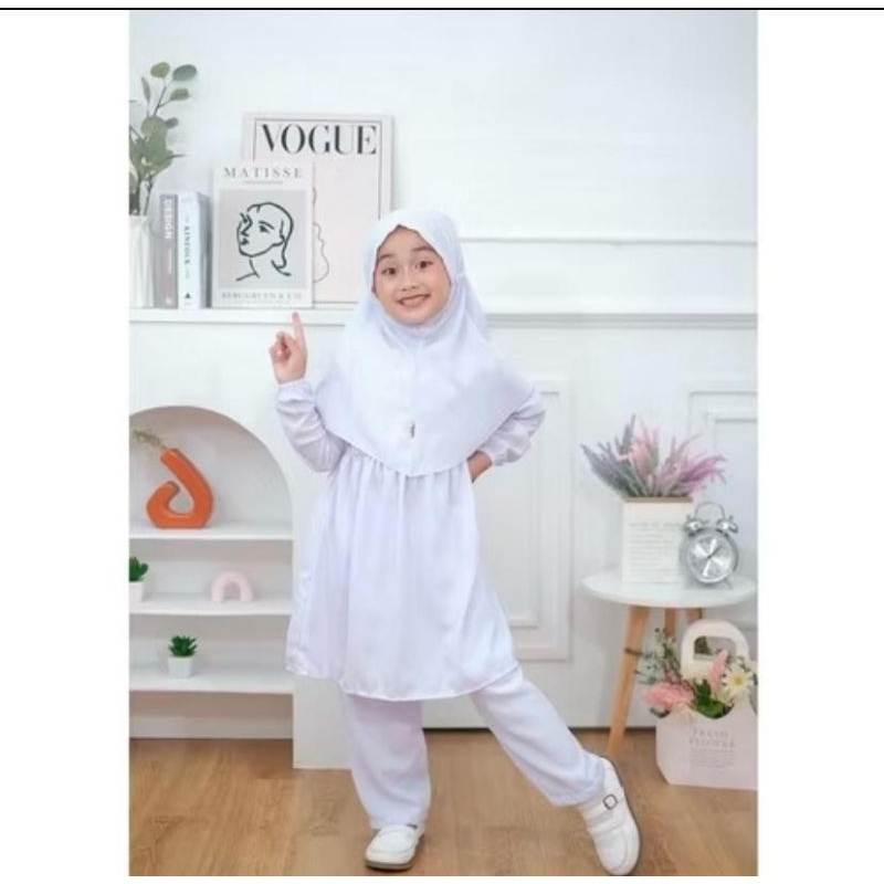 SETELAN MUSLIM TPA ANAK PEREMPUAN / SETELAN MUSLIM BABY DOLL / SERAGAM MUSLIM ANAK TK TPA