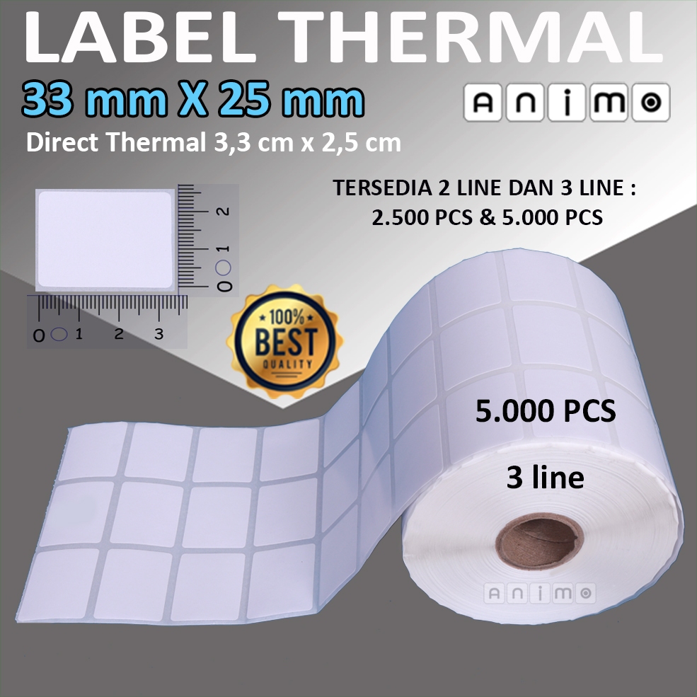 

HJK LABEL THERMAL 33X25 - Label Barcode Direct Thermal 33 X 25 mm - Stiker Thermal 33x25 - 2 Line -