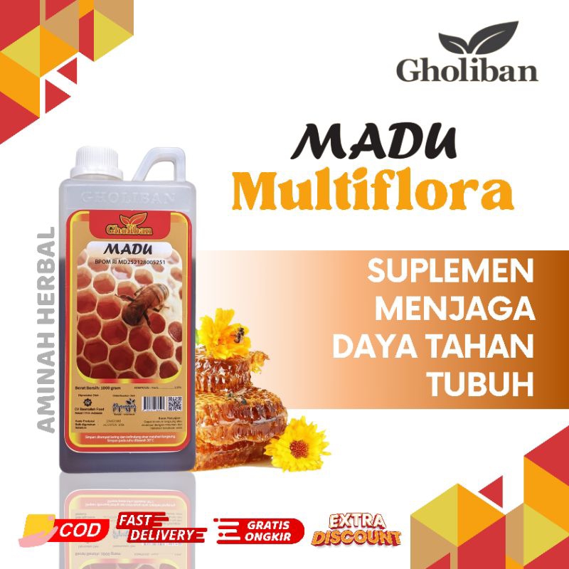 

Madu Gholiban - Madu Multiflora (BPOM) Original Botol Emboss Terlaris