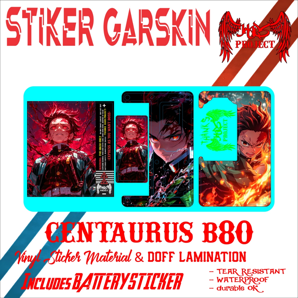 

stiker garskin kimetsu new e b80 + bonus stiker batterai
