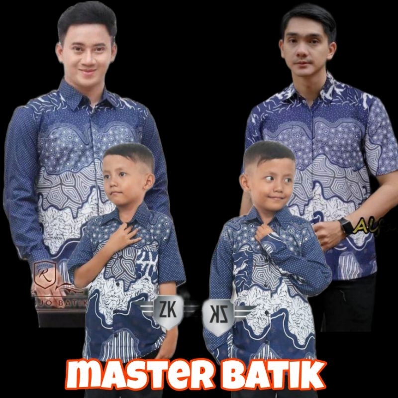 couple batik ayah dan anak motif ombak segoro