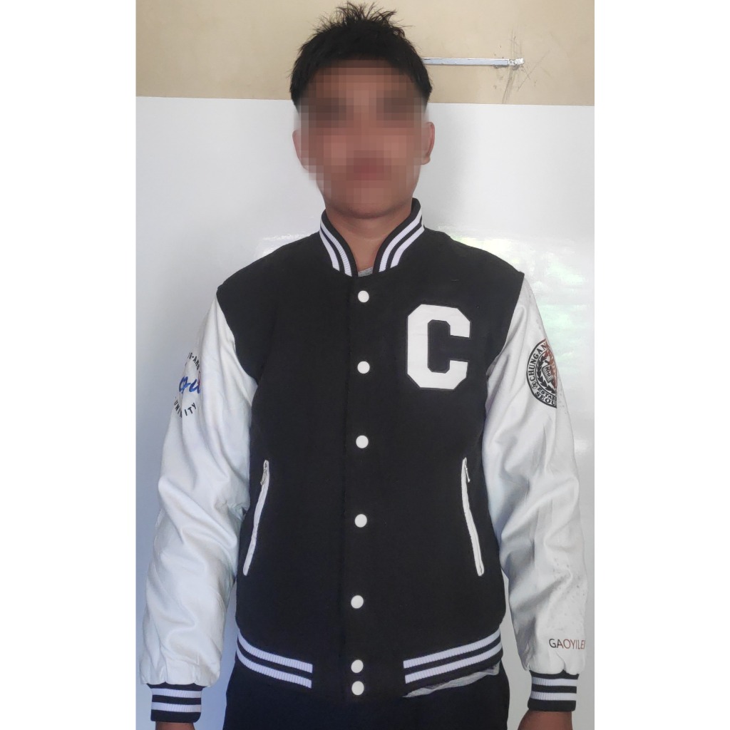 Jaket Varsity Lengan Kulit Universitas Chung Ang Huruf C