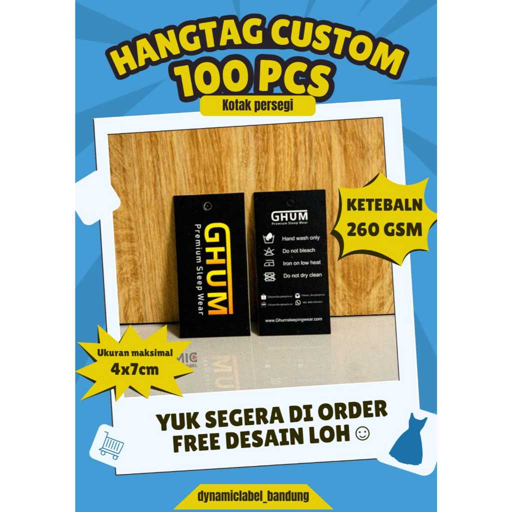 

( Free Desain ) Hangtag custom 100 Pcs / label tag gantung hangtag murah label pakaian label kertas custom label merek cudtom desain nama sendiri