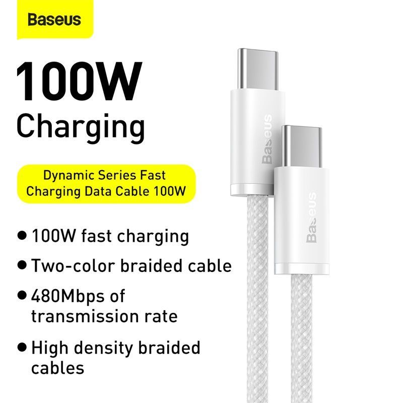 Baseus Kabel Data Dynamic Type-C to Type-C 100W 1M/2M Fast Charging Cable Android Iphone