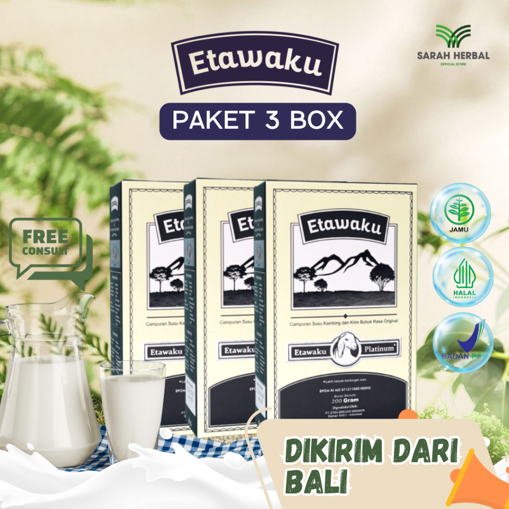 

PAKET 3 BOX ETAWAKU Susu Kambing Etawa Mengatasi Masalah Kolesterol dan Nyeri Sendi Dikirim dari Bali