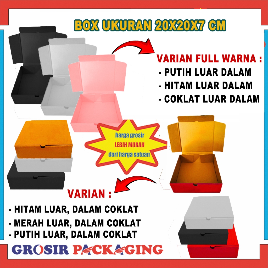 

Box 20x20x7cm ISI 100PCS /Kardus Polos/Box Hampers/ Box Pizza /Box Nasi/Karton