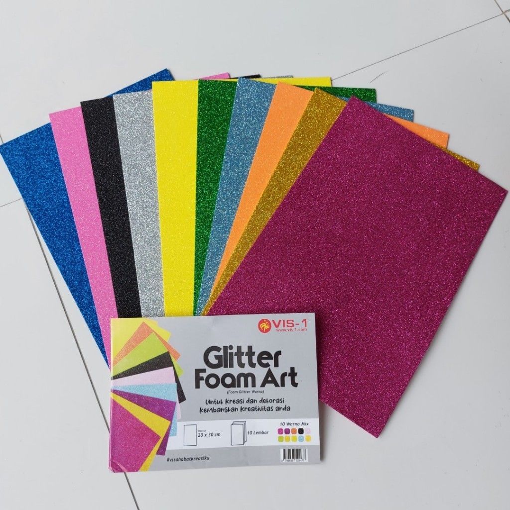 

Eva Foam Glitter Busa Gliter Kertas Gliter Glitter Foam Art Spons Glitter ART VIS-1 FOAM ART 20x30cm ISI 10 PCS