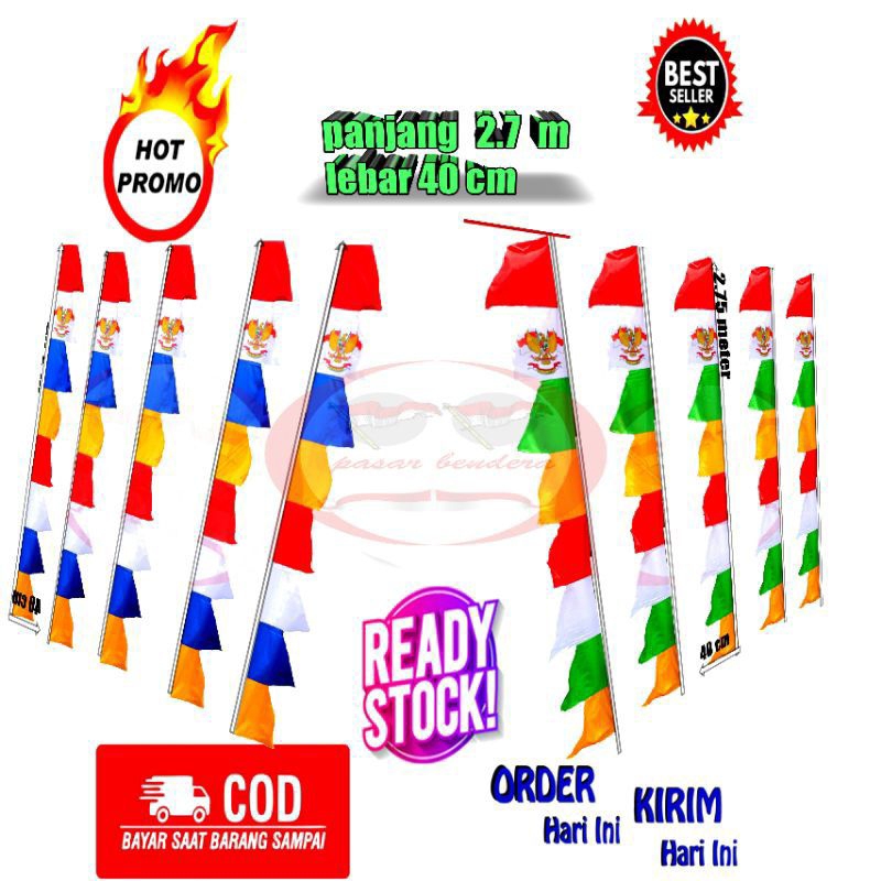 DISKON  Bendera umbul-umbul warna warni 1 kodi