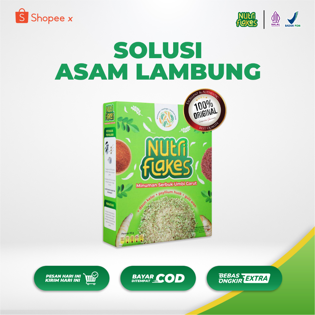 

Nutriflakes Sereal Umbi Garut Original - Atasi Asam Lambung dan Masalah Pencernaan Tanpa Kandungan Kimia