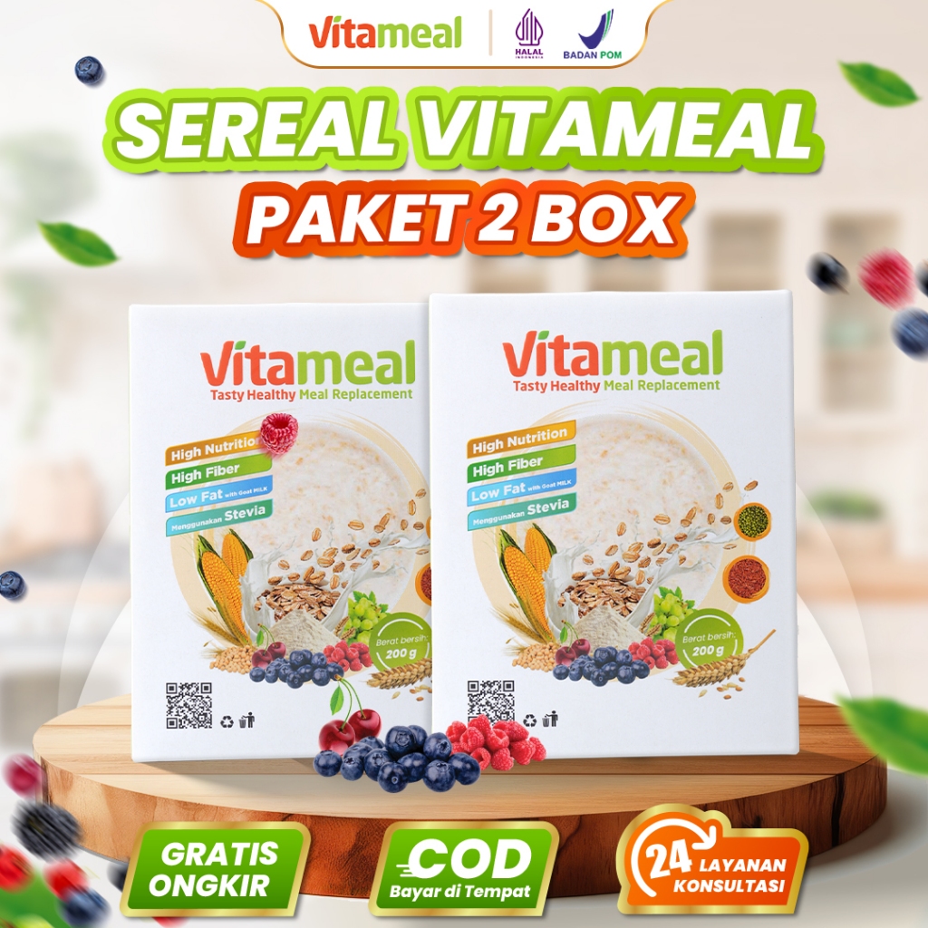 

VITAMEAL 2 Box Seral Sehat Pengganti Nasi Penuh Nutrisi Cegah Diabetes Turunkan Kadar Gula Darah