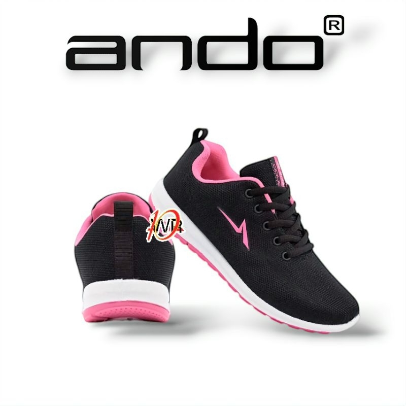 SEPATU ANDO ANAK PEREMPUAN HITAM-PINK SIZE 33-36 ORIGINAL