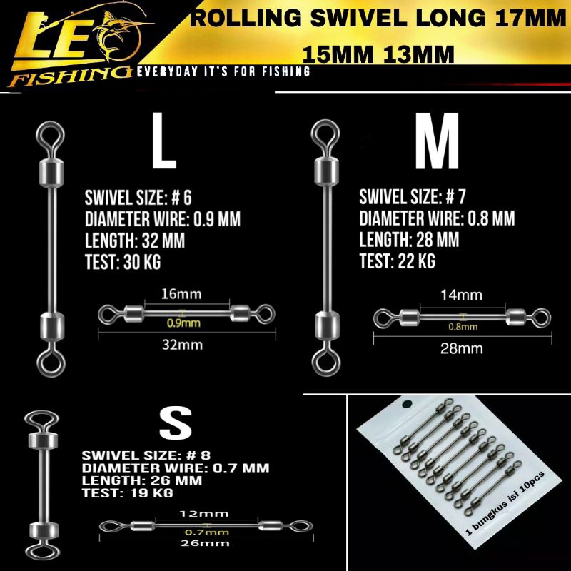 KILI KILI PANCING STAINLESS STEEL ROLLING SWIVEL (RSLLF) STAINLESS STEEL KILIKILI PANCING TERLASIR