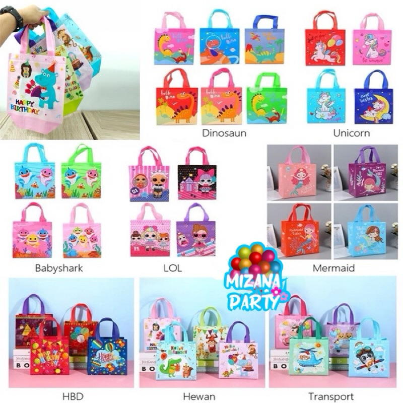 

Tas Souvenir Ulang Tahun Karakter S / Goodie Bag HBD / Tas Ulang Tahun Motif Karakter Ukuran S