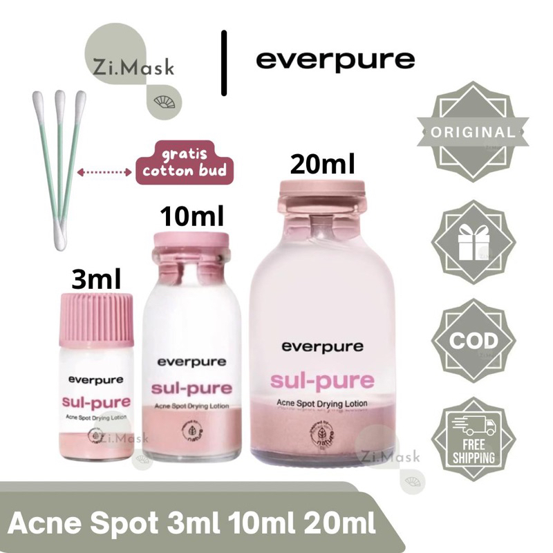 FREE COTTON BUD 10 PCS ‼️Everpure Sul-Pure Acne Spot Drying Lotion | Obat Totol Jerawat Everpure | T