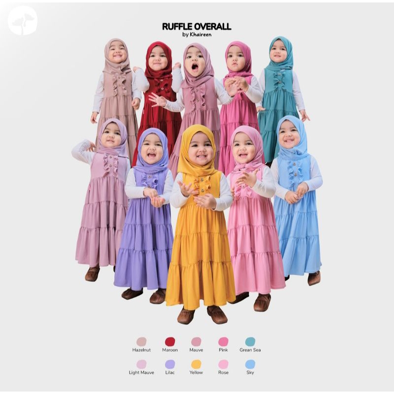 Gamis ruffle overal inner polos anak (0-4 thn) by khaireen