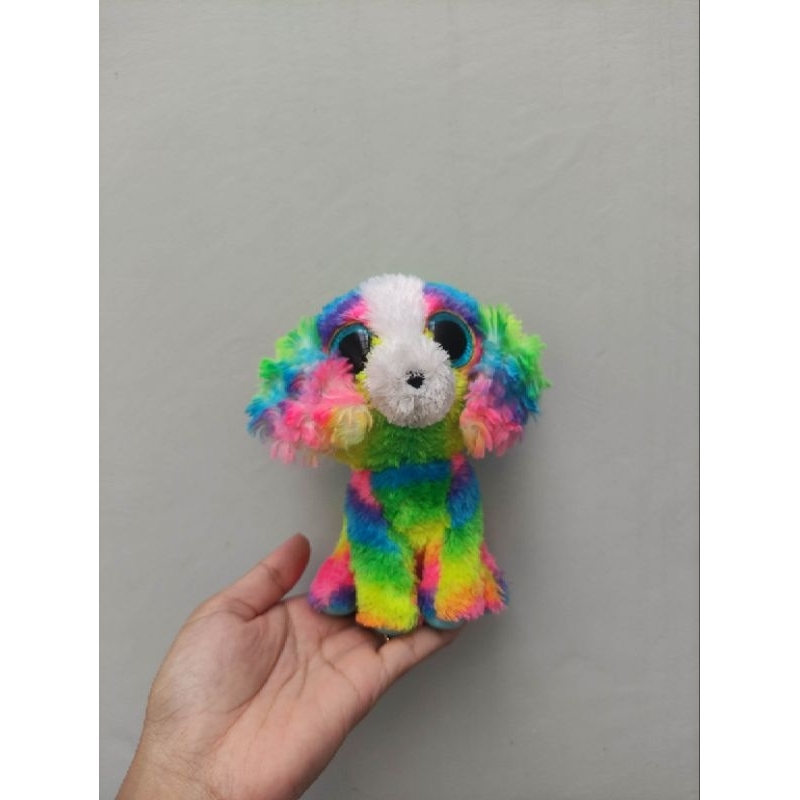 Boneka anjing guguk rainbow warna-warni lucu brand ty PL