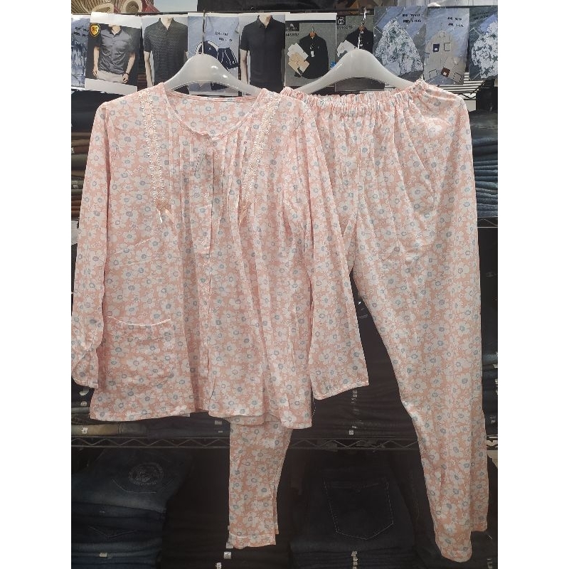 baju tidur stelan Yumico lengan panjang celana panjang freesize