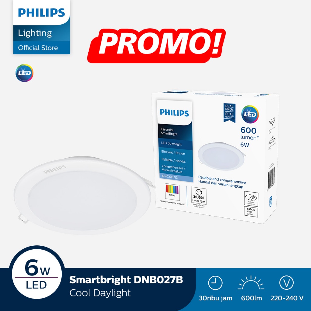 Philips Downlight LED DN027B LED6/CW D100 RD Putih