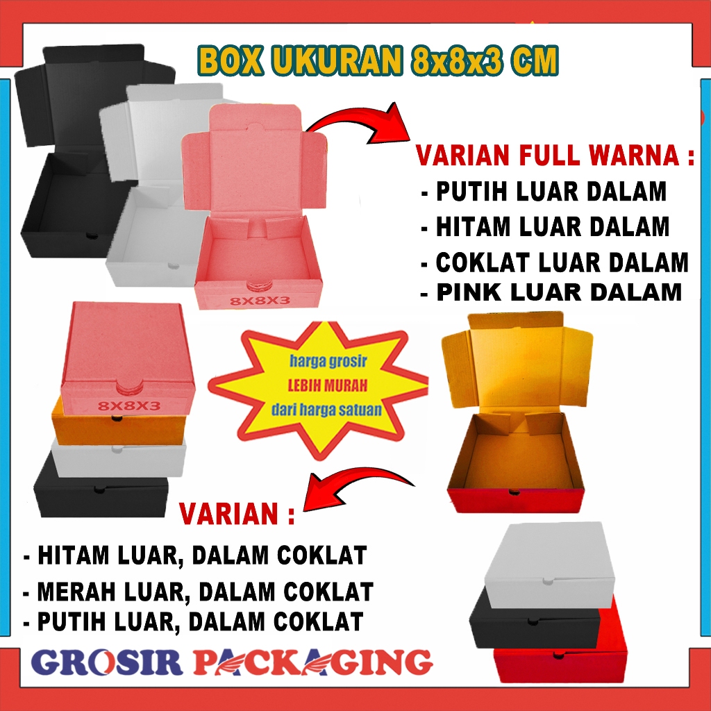 

Box 8x8x3 cm ISI 500PCS/Box Mini/Box Accesories/Kardus Packaging