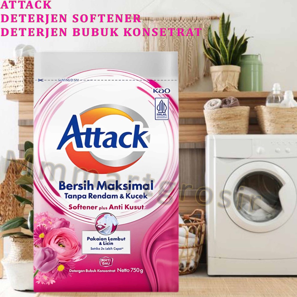 Attack / Sabun Deterjen Bubuk / Sabun Cuci Plus Softener / 750gr