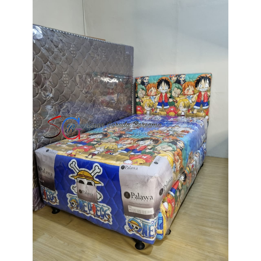 KASUR 2IN2 ANAK KARAKTER ONE PIECE / SPRING BED ANAK 2 TINGKAT GAMBAR ONE PIECE / KASUR TIDUR ANAK A