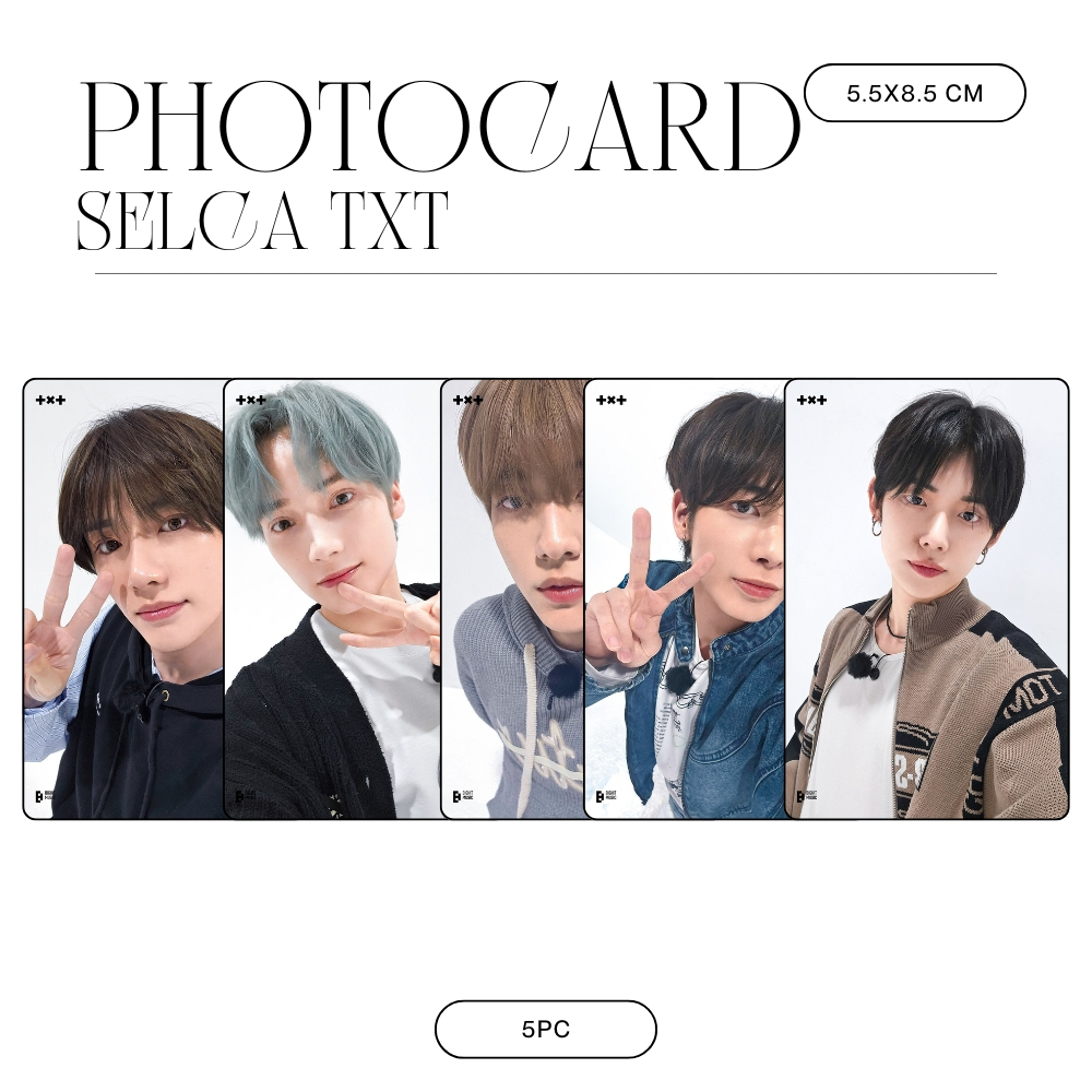 PHOTOCARD TXT SELCA TO DO TEMPTATION (ISI 5 PCS + LAMINASI 2 SISI) TANDA TANGAN TTD KPOP CARDS IDOL 