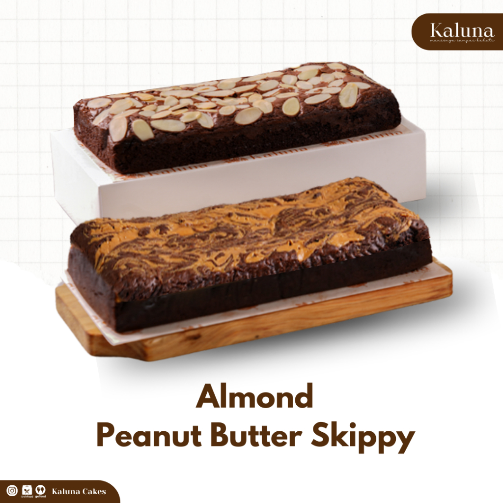 

Kaluna Cakes Brownies Panggang Fudgy Paket Bundling Almond & Peanut Butter Skippy | Size 22x10