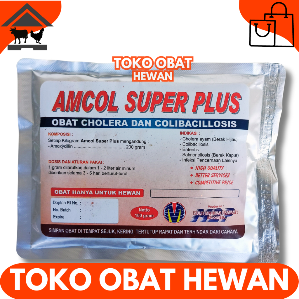 AMCOL SUPER PLUS 100 GRAM M2P - Obat Pilek Ngorok Snot Colibacillosis Unggas Pulorum Korisa