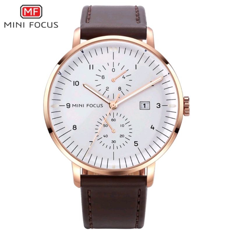 Mini Focus Jam Tangan Pria Casual Tali Kulit Original