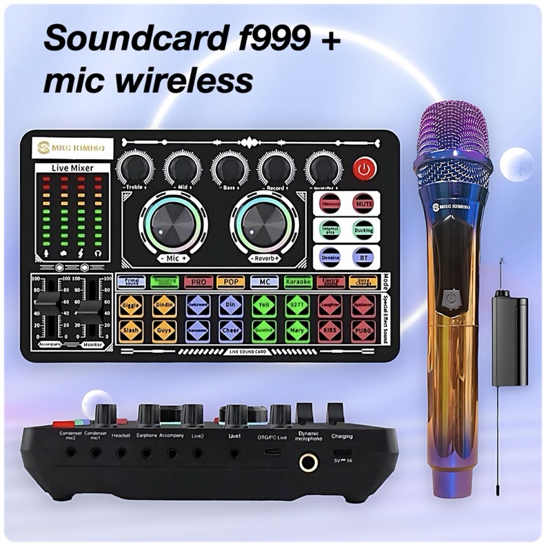 KODE V8T paket soundcard f999 plus mic wireless SoundCard Bluetooth compatible External Wireless Pen