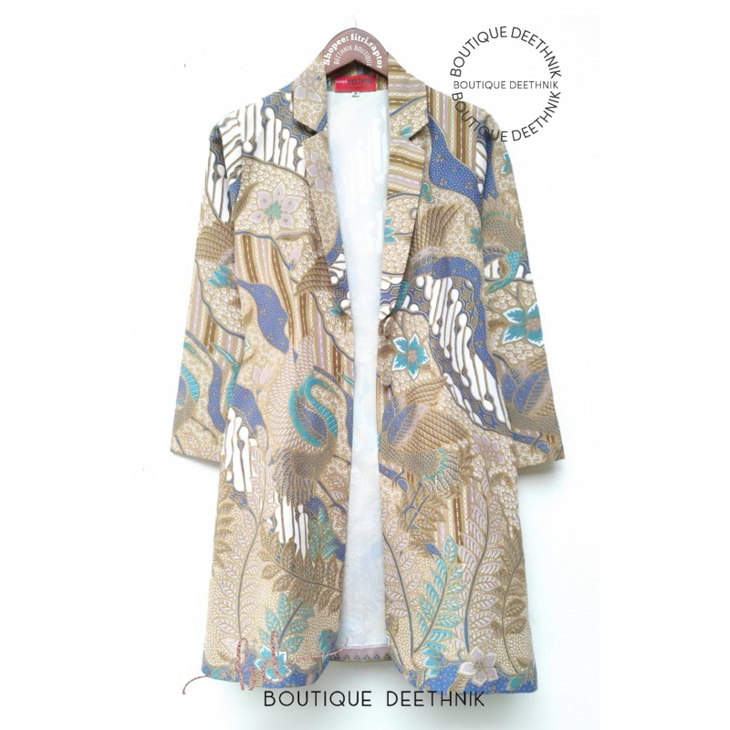 Baju batik model tunik blazer motif abstrak