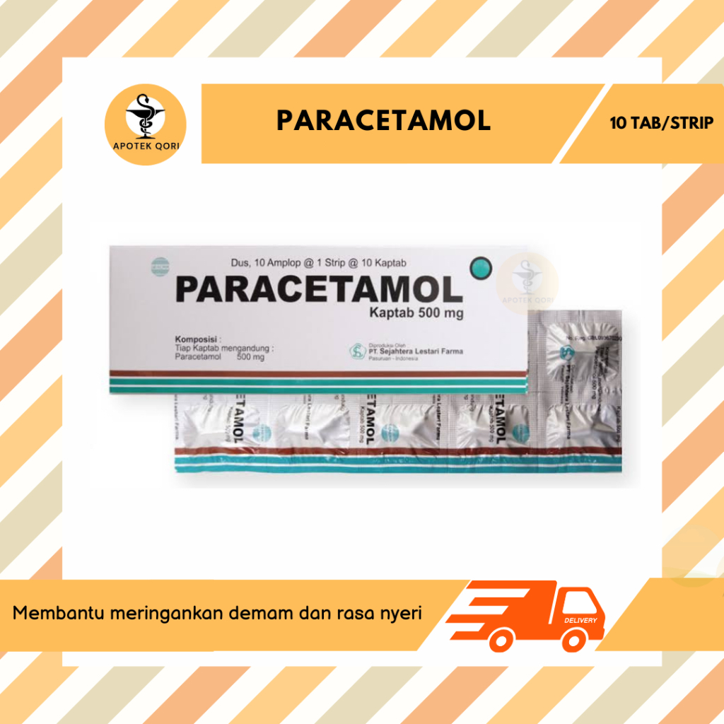 PARACETAMOL 500 MG STRIP 10 TABLET/GENERIK/MERINGANKAN DEMAM & NYERI