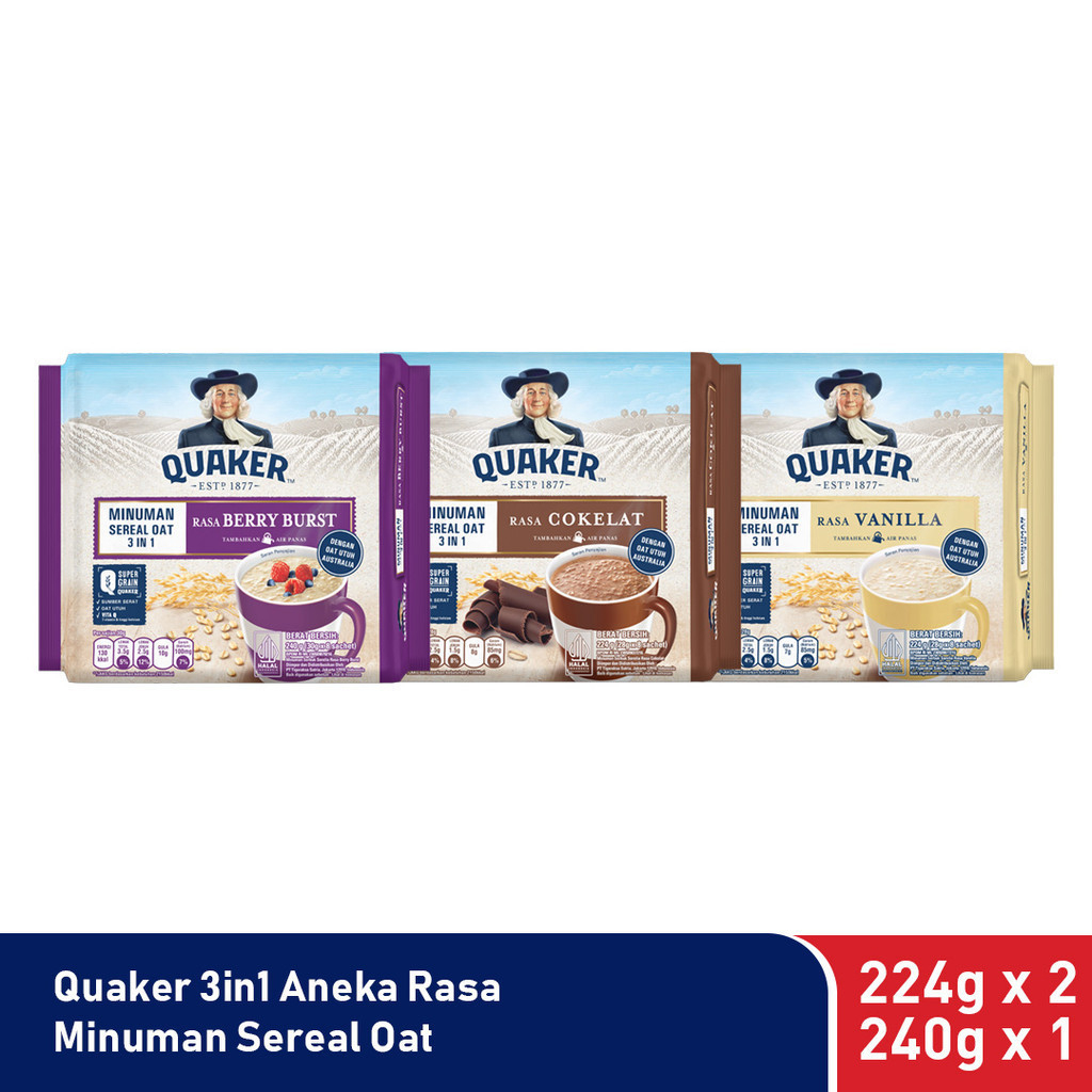 

QUAKER Minuman Sereal Oat 3in1 224g (8 Sachet)