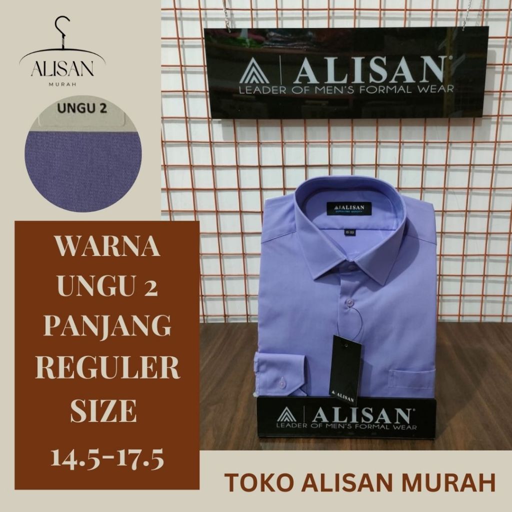 Kemeja Pria Alisan Lengan Panjang Reguler Fit Warna UNGU 2