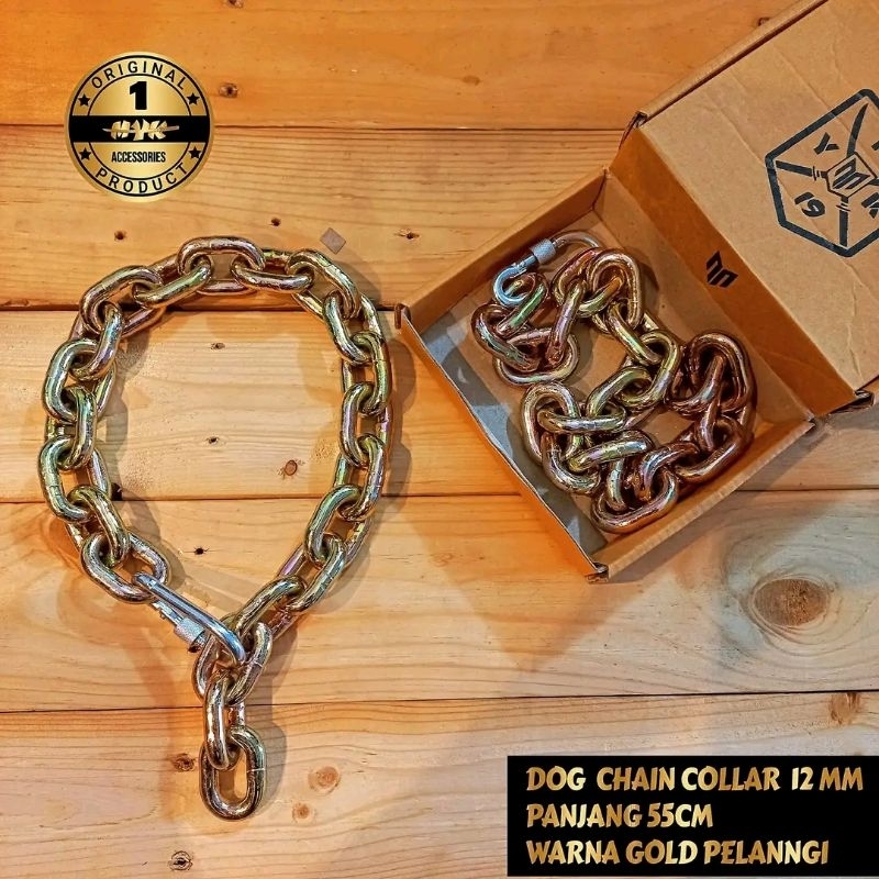 kalung rantai anjing emas pelangi- kalung anjing pitbull Rottweiler Doberman