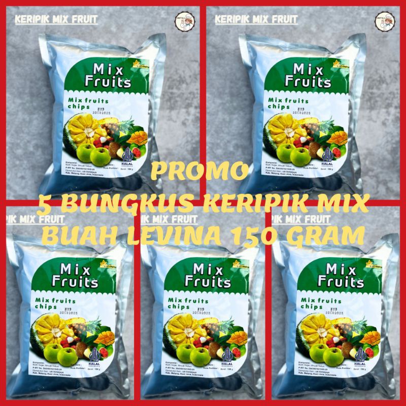 

[PROMO] 5 BUNGKUS CAMILAN KERIPIK BUAH OVEN MIX FRUITS CHIPS LEVINA 150 GRAM OLEH-OLEH BATU MALANG