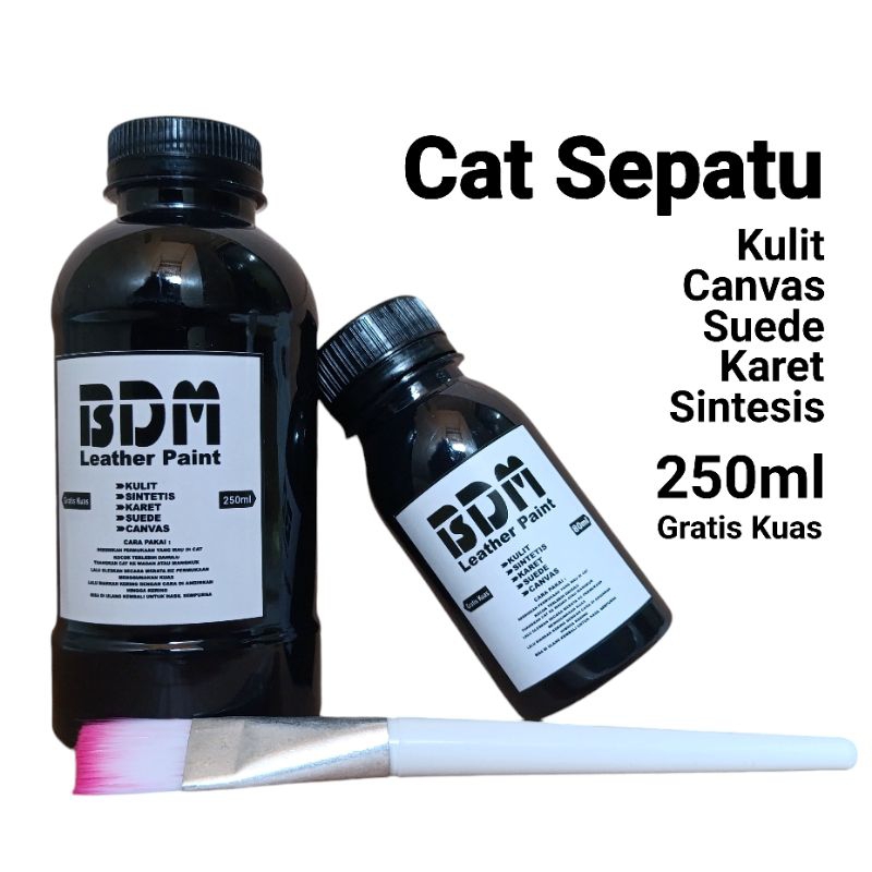 cat sepatu kulit hitam / Cat Sepatu Kanvas / Leather paint 250ml free kuas
