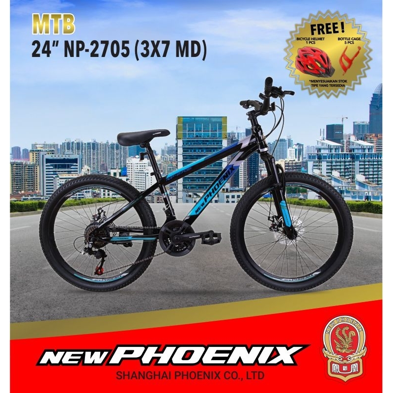 Sepeda Gunung MTB 24 & 26 Inch NEW PHOENIX NP-2705 Rem Cakram 3×7 Speed READY Pontianak