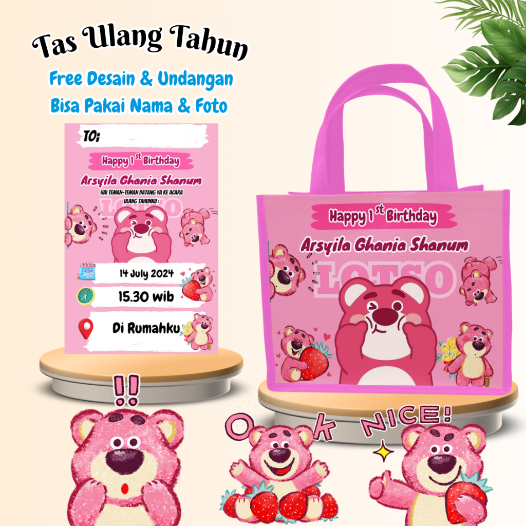 

20 Pcs Tas & Free Undangan Anak Ulang Tahun Custom Desain Muat Kfc Snack