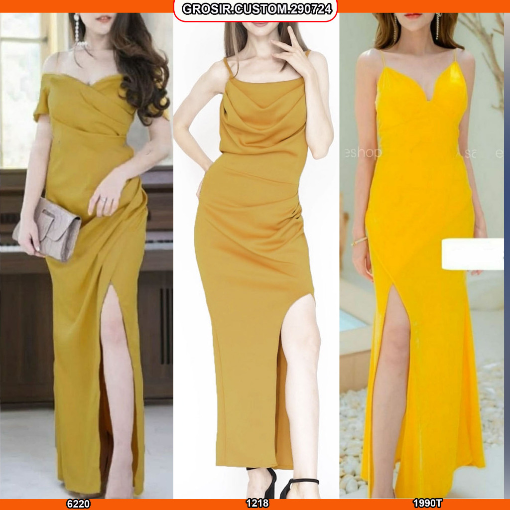 [GROSIR] CUSTOM 290724 Dress Code Kuning Gold Panjang Baju Seragam LC Karaoke Party Kondangan Nikah