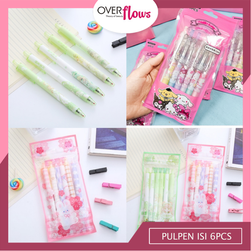 

OVERFLOWS.ID PULPEN MEKANIK SET PULPEN ISI 6PCS PULPEN LUCU KAWAII SAKURA RABBIT PEN ANIME GIRL