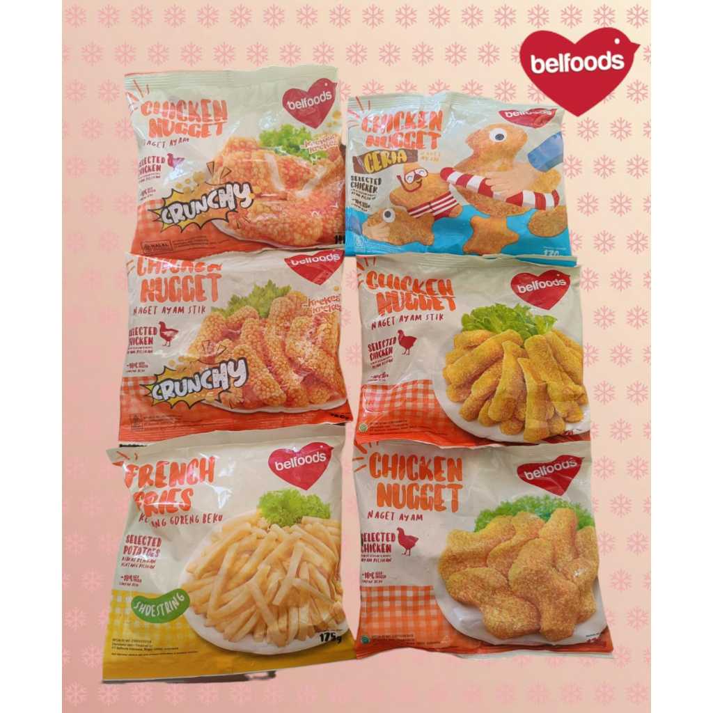 

Belfoods Nugget Ceria 170gr/Nugget Chrunchy 140gr/Nugget stik 170gr/Kentang Goreng 175gr