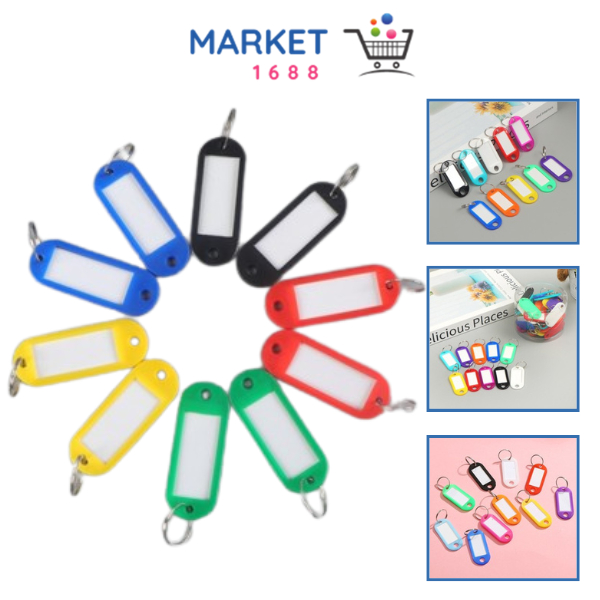 

Market1688 Name Tag Gantungan Kunci Warna-Warni Label Nama Plastik Keychan Ring Name tag Ganci Colors