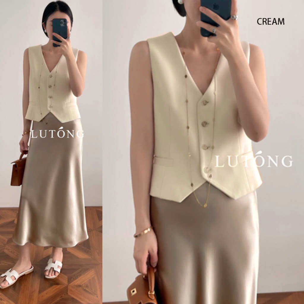 Blazer Rompi Jas Wanita Tanpa Lengan Crop Korean Style A1