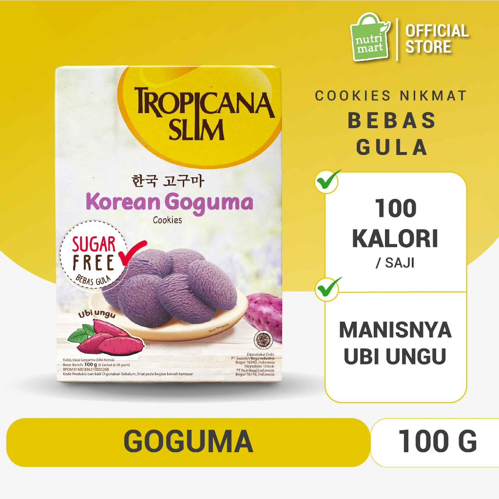 

Tropicana Slim Korean Goguma Cookies (5 Sch) - Snack Biskuit Diet Rendah Kalori Bebas Gula