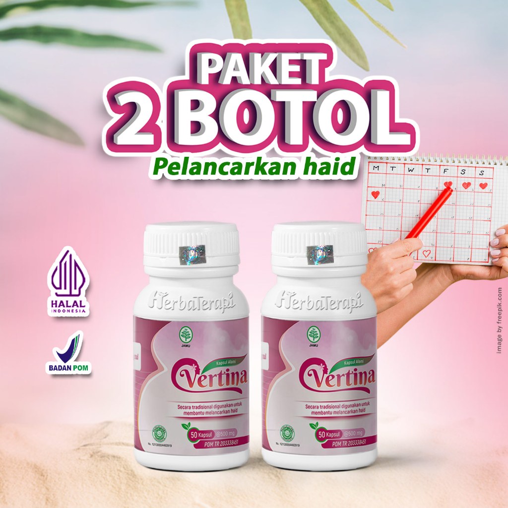 Vertina paket 2 botol penyubur wanita Obat Telat Dateng Bulan Pelancar Haid Nyeri Haid Menstruasi