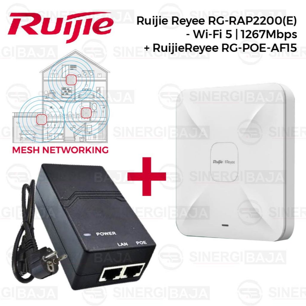 Paket : Ruijie Reyee RG-RAP2200(E) + Ruijie Reyee RG-POE-AF15